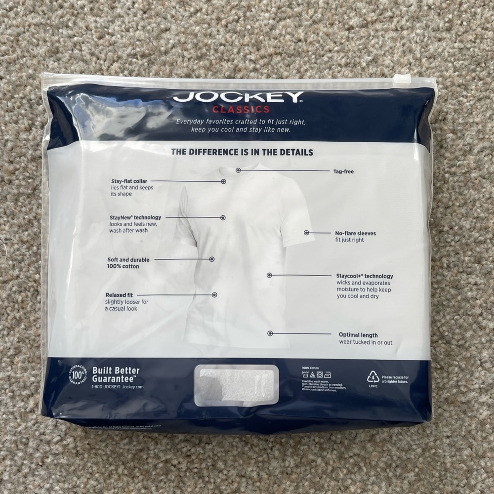 Jockey White T-Shirts - Size S